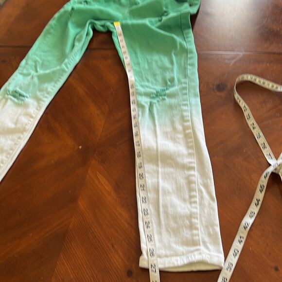 Vanilla Star Green & White Ombré Distressed Skinny Jeans Juniors Size 5 - Picture 9 of 9
